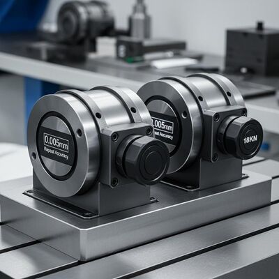 Σκληροποιημένα ατσάλινα στερεώματα άξονα με 18KN δύναμη κλειδώματος και 0,005mm επαναλαμβανόμενη ακρίβεια για CNC επεξεργασία